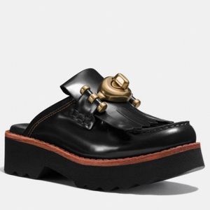 Coach black Turnlock Creeper Slide/Mules